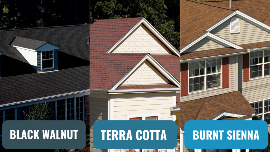 Three different renderings of architectural shingles.